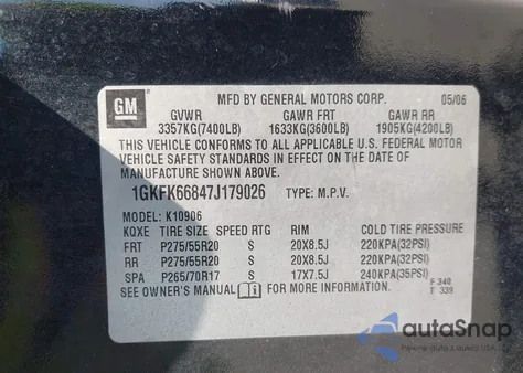 2007 GMC Yukon Xl 1500 Denali z USA, uszkodzony, nr VIN 1GKFK66847J179026